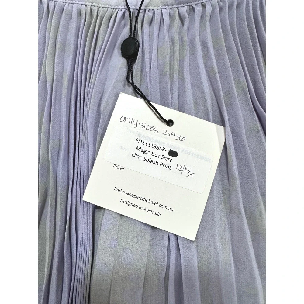 Finders Keepers Magic‎ Bus Skirt Lilac Splash Print Pleated Mini Skirt Size 8